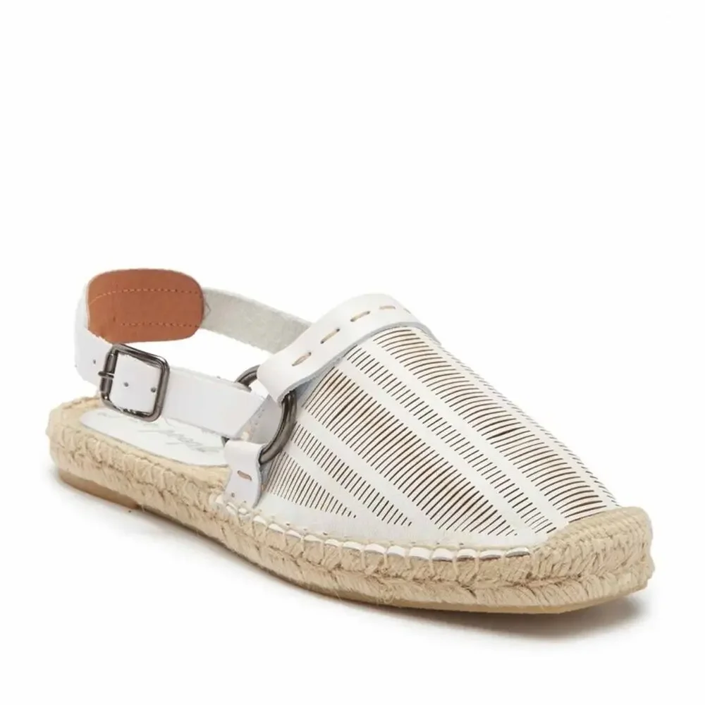 A609 • White Perforated Leather Slingback Espadrille Flats